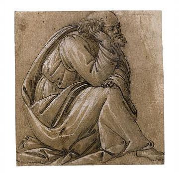 Botticelli - Study for a seated St. Joseph (הגדל)